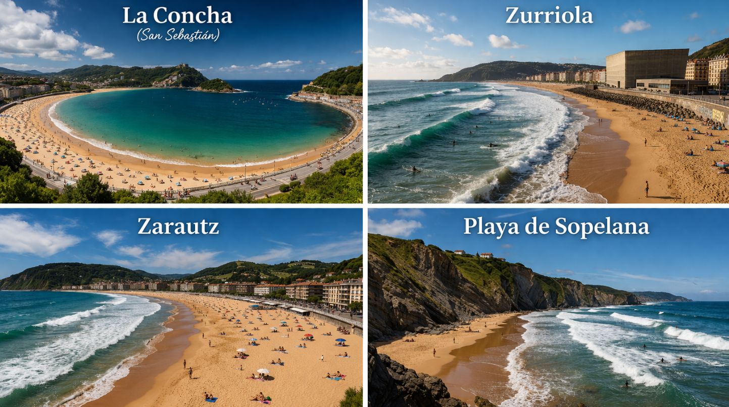 Baskijska obala se ističe sa plažama La Concha, Zurriola, Zarautz, Playa de Sopelana