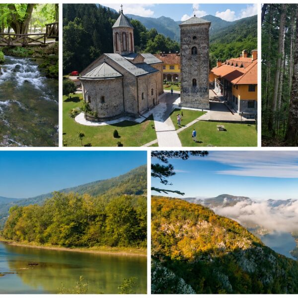 Kolaž prirodnih i kulturnih destinacija za odmor na Balkanu